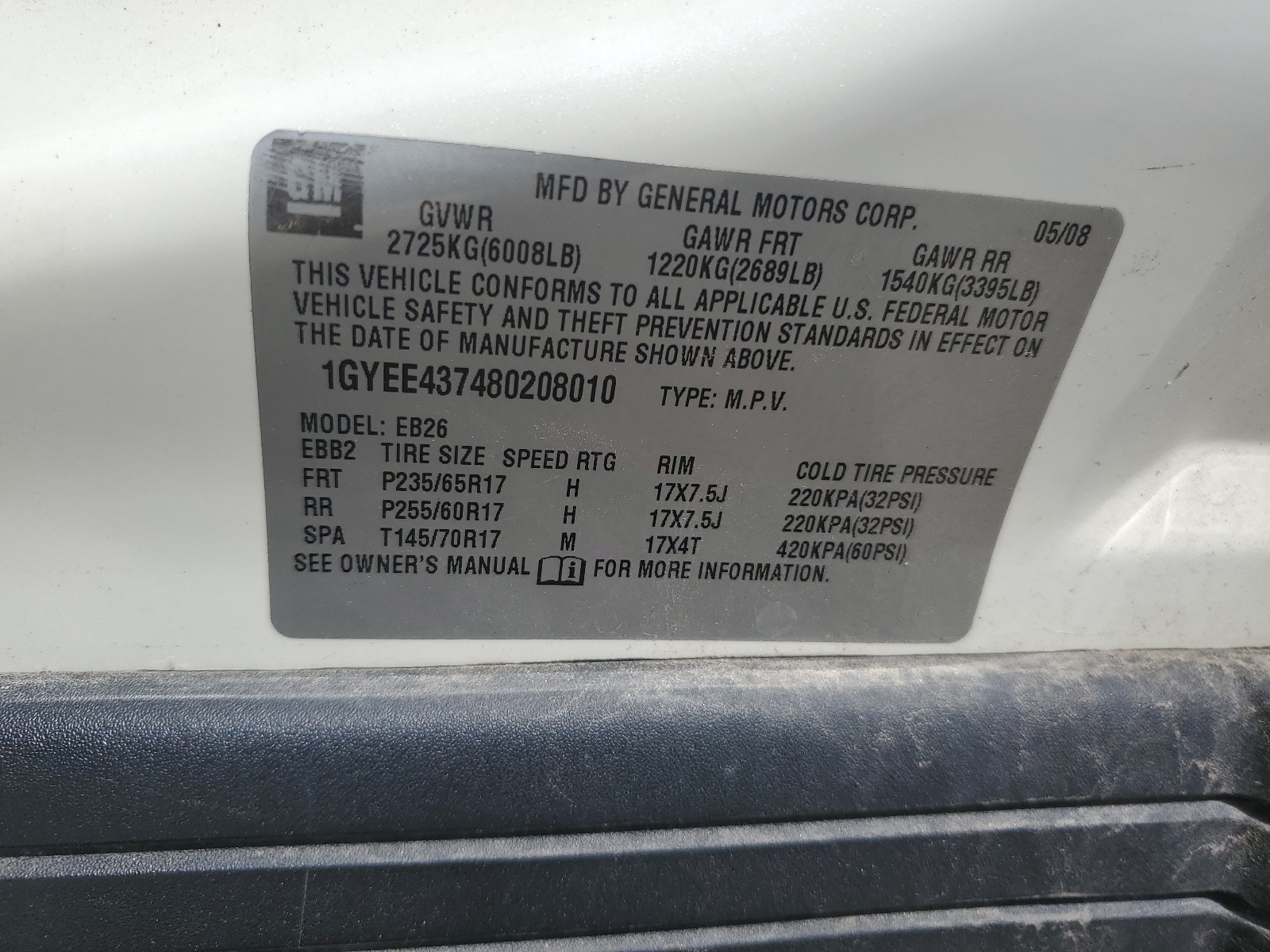 1GYEE437480208010 2008 Cadillac Srx