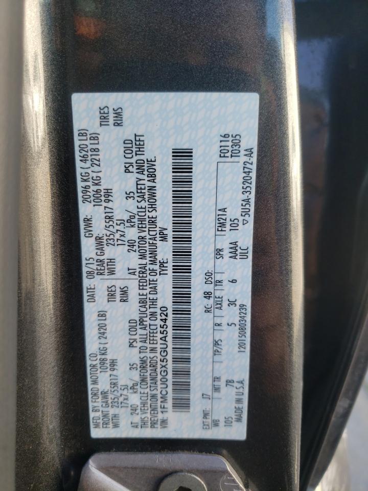 2016 Ford Escape Se VIN: 1FMCU0GX5GUA55420 Lot: 56967764