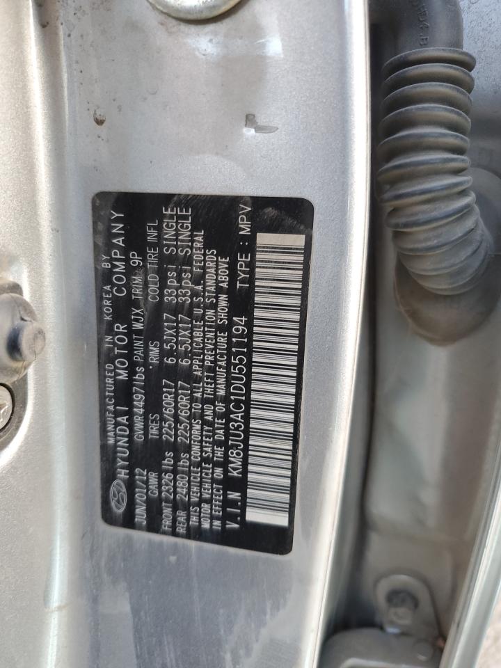 2013 Hyundai Tucson Gls VIN: KM8JU3AC1DU551194 Lot: 58716084