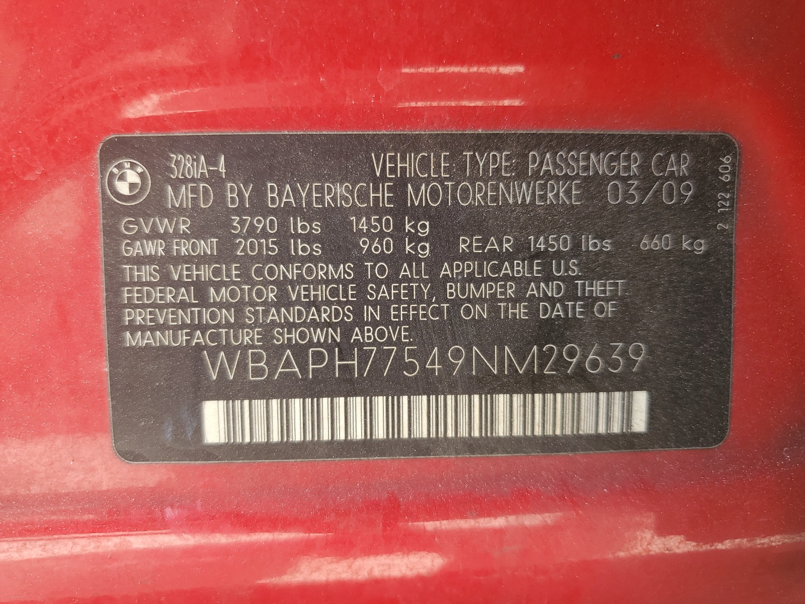 WBAPH77549NM29639 2009 BMW 328 I