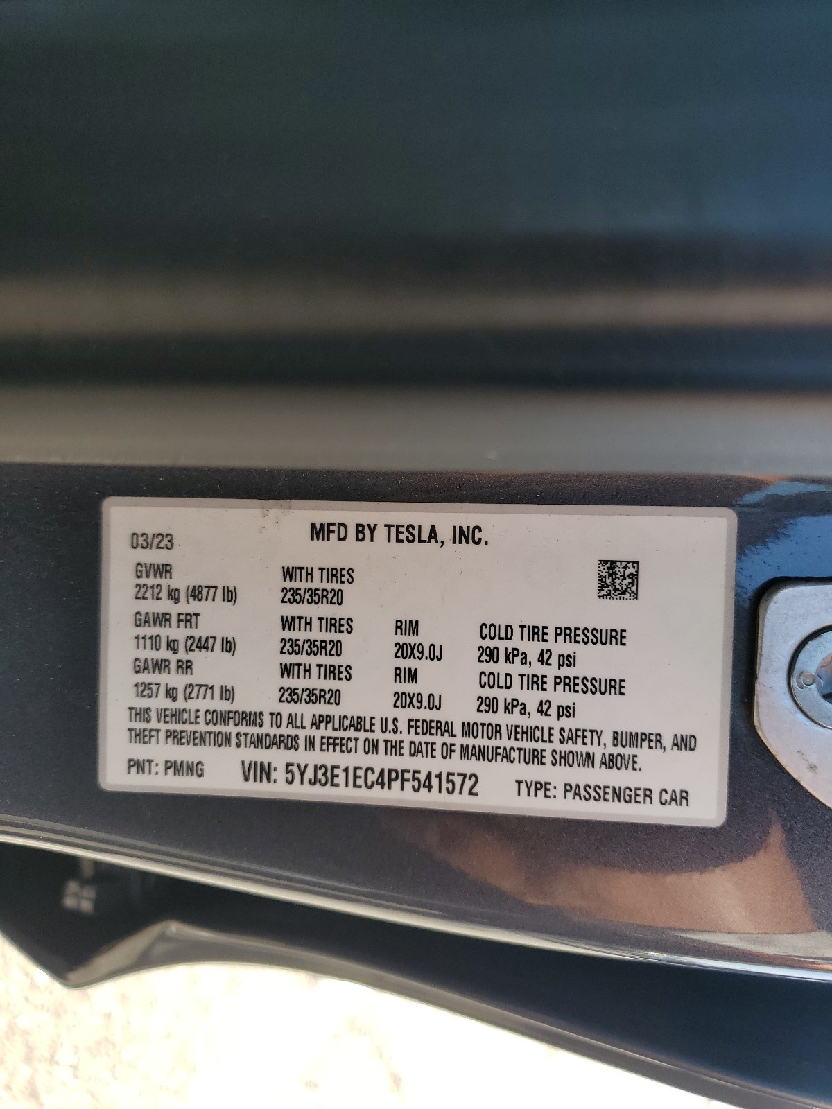 5YJ3E1EC4PF541572 2023 Tesla Model 3