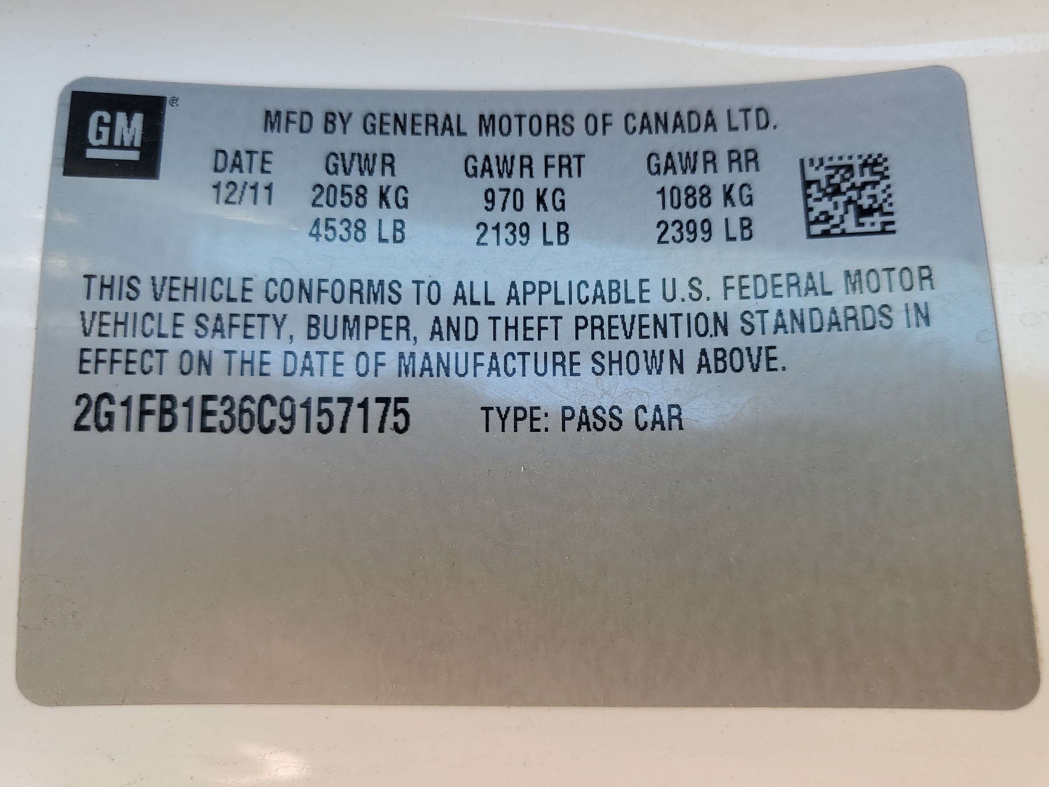 2G1FB1E36C9157175 2012 Chevrolet Camaro Lt