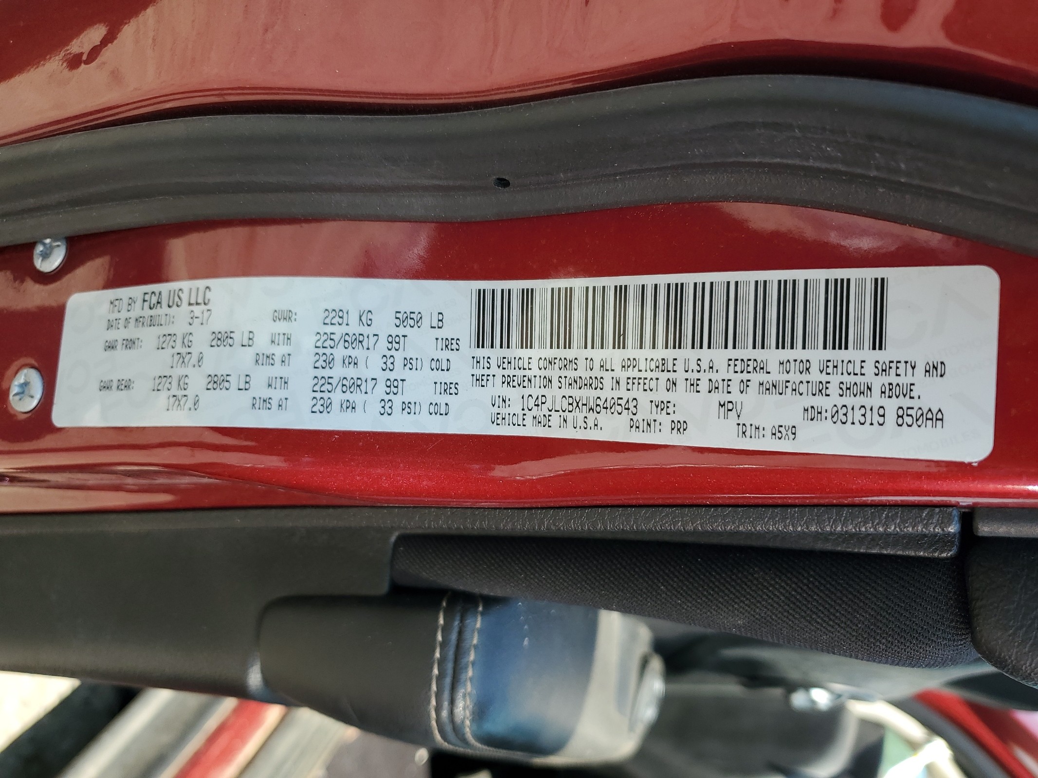 1C4PJLCBXHW640543 2017 Jeep Cherokee Latitude