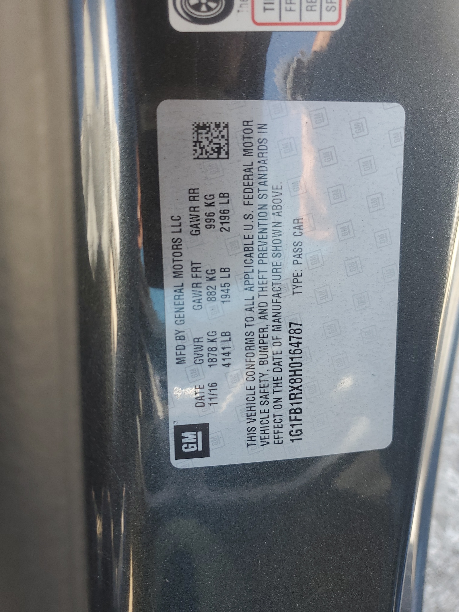 1G1FB1RX8H0164787 2017 Chevrolet Camaro Lt