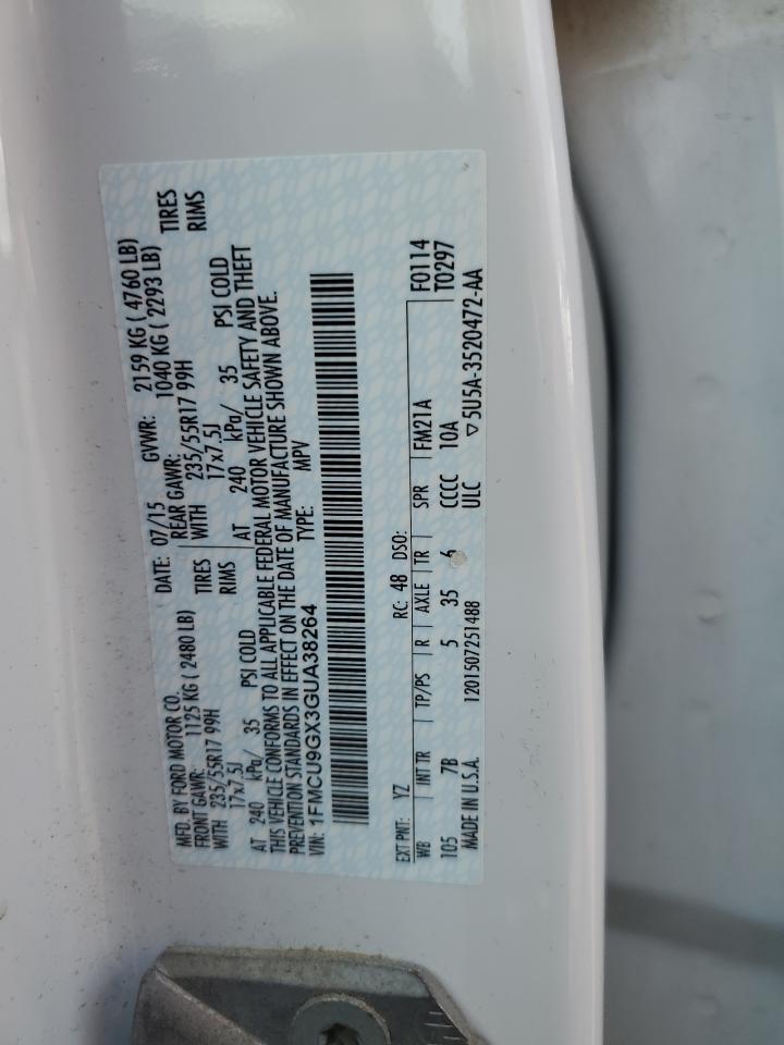 2016 Ford Escape Se VIN: 1FMCU9GX3GUA38264 Lot: 59768604