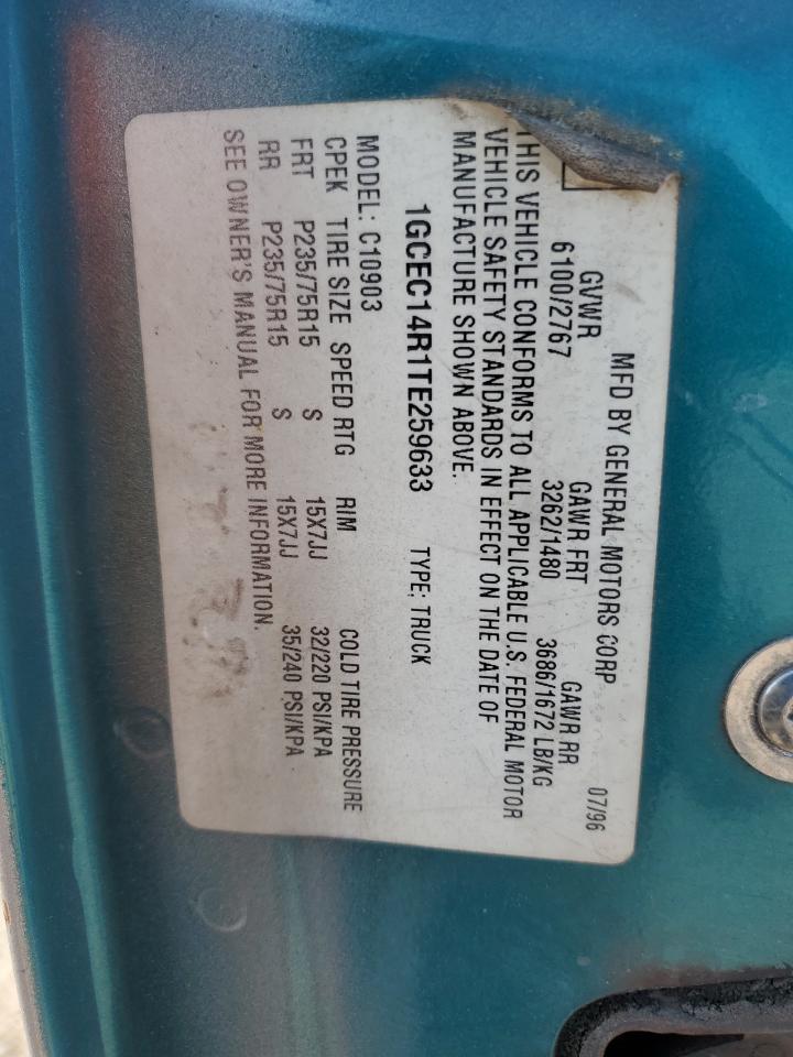 1996 Chevrolet Gmt-400 C1500 VIN: 1GCEC14R1TE259633 Lot: 59525024