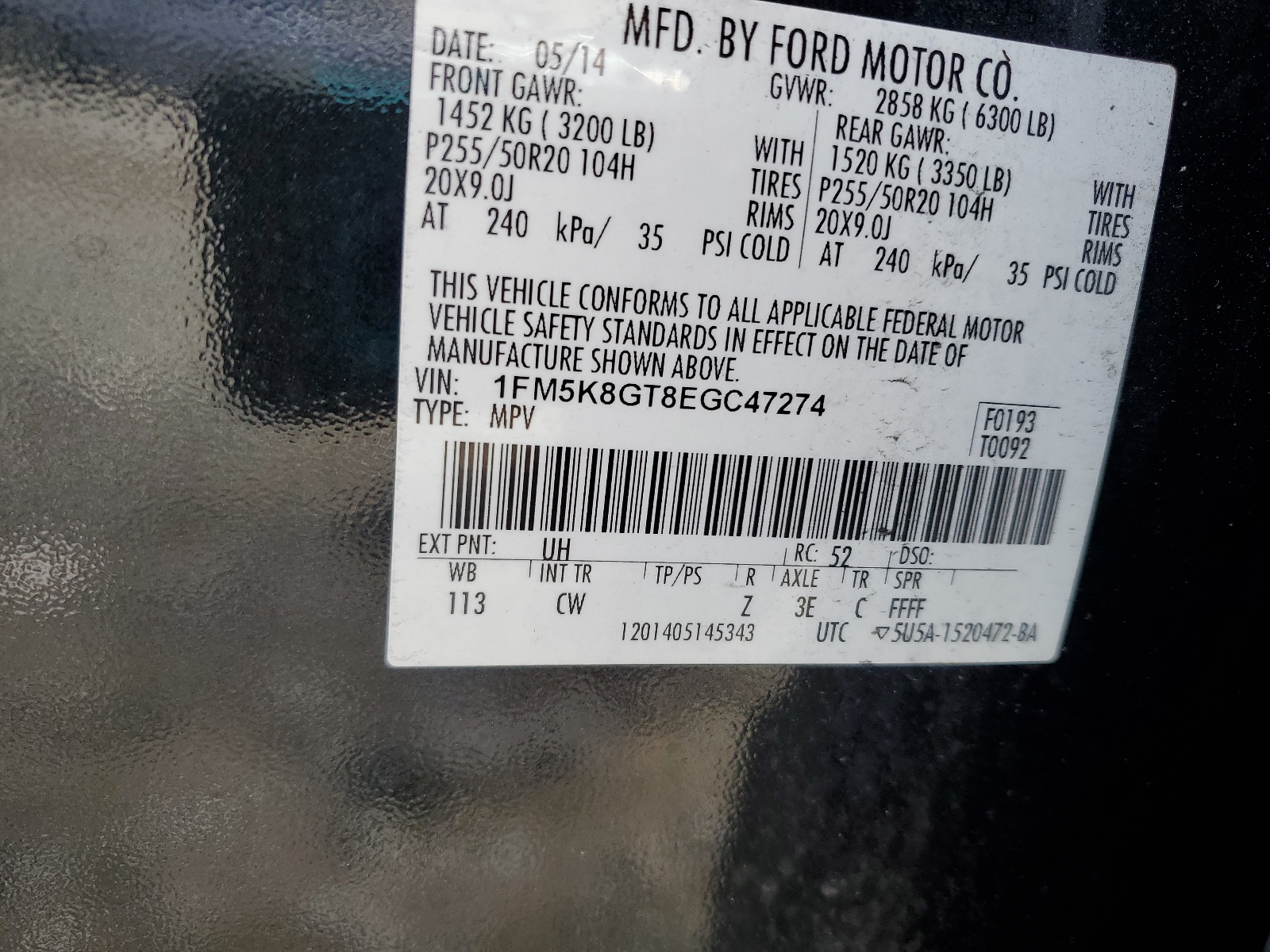 1FM5K8GT8EGC47274 2014 Ford Explorer Sport