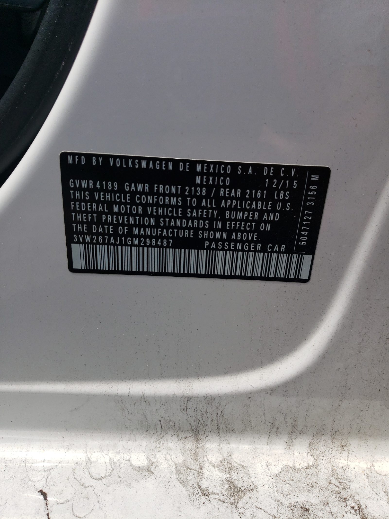 3VW267AJ1GM298487 2016 Volkswagen Jetta S