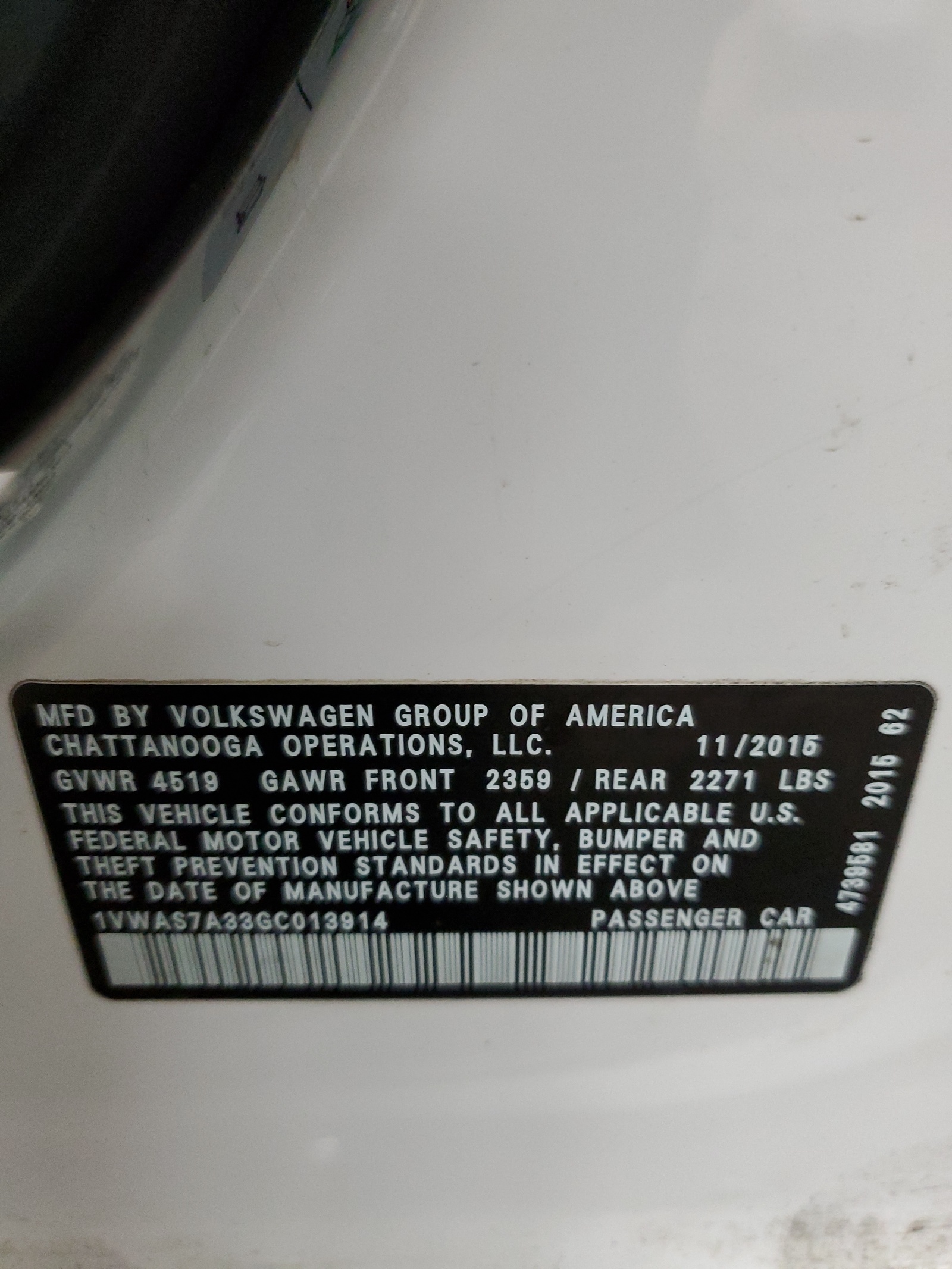 1VWAS7A33GC013914 2021 Volkswagen Passat S