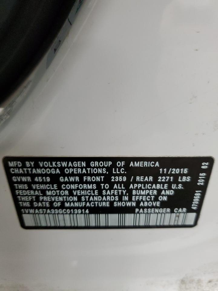 2021 Volkswagen Passat S VIN: 1VWAS7A33GC013914 Lot: 59629854