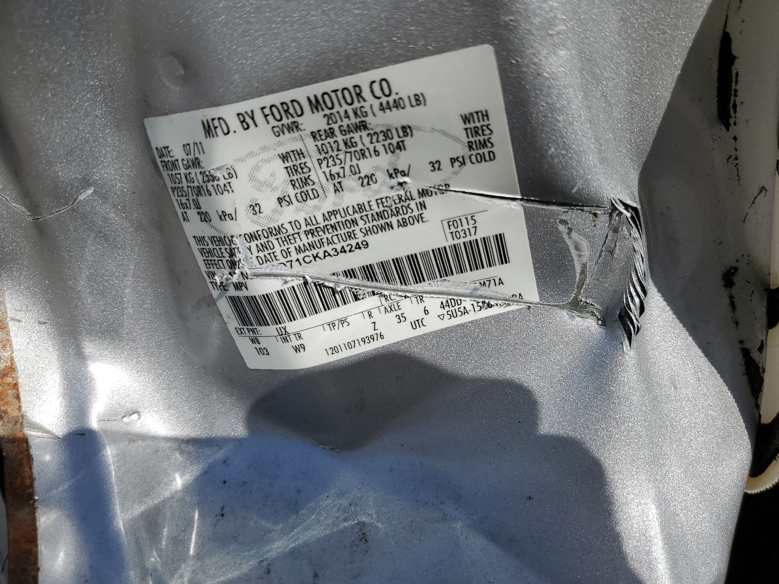 1FMCU0D71CKA34249 2012 Ford Escape Xlt