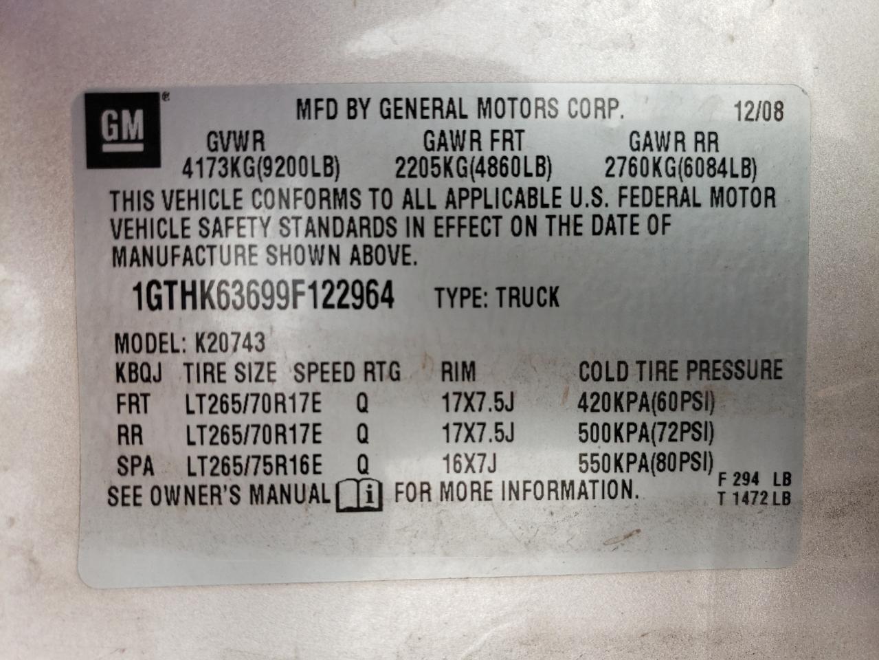 2009 GMC Sierra K2500 Slt VIN: 1GTHK63699F122964 Lot: 59768734