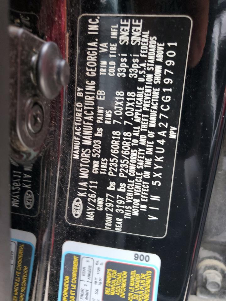 2012 Kia Sorento Ex VIN: 5XYKU4A27CG197901 Lot: 57196704