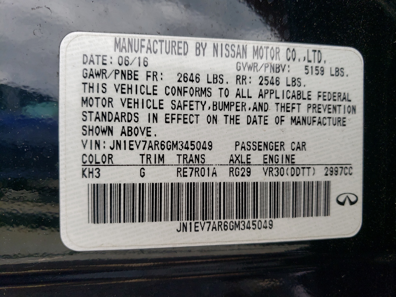 JN1EV7AR6GM345049 2016 Infiniti Q50 Premium