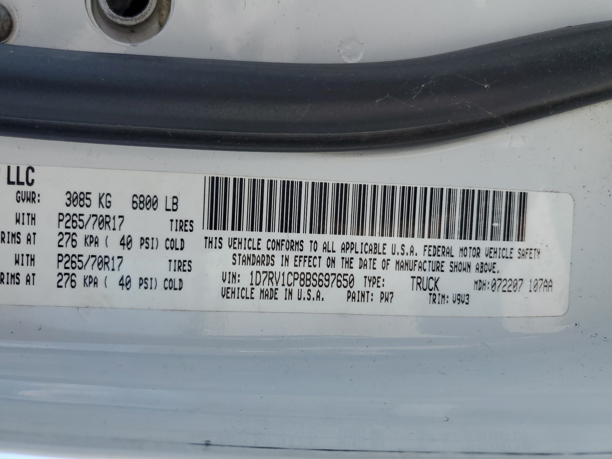 1D7RV1CP8BS697650 2011 Dodge Ram 1500