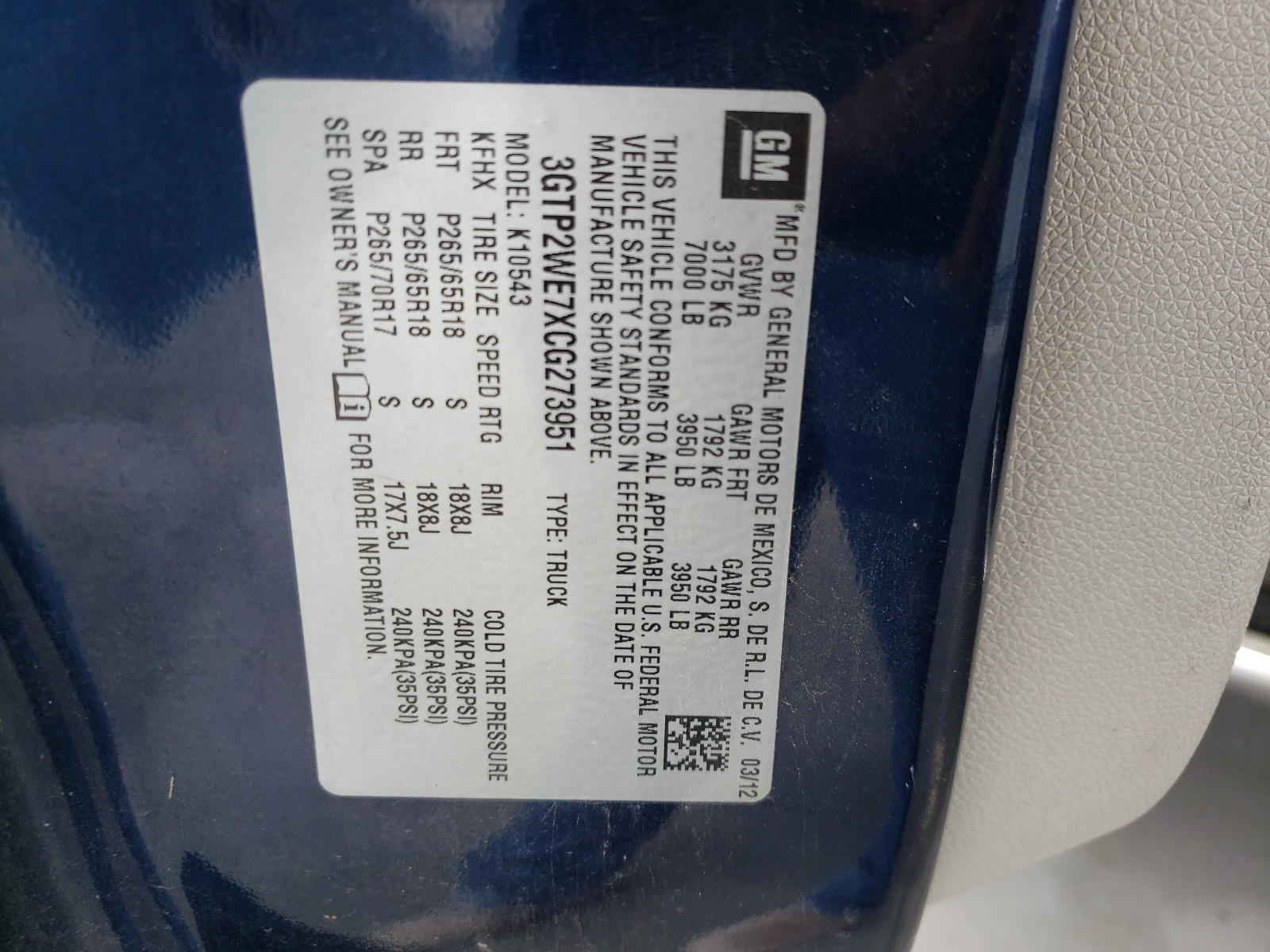 3GTP2WE7XCG273951 2012 GMC Sierra K1500 Slt