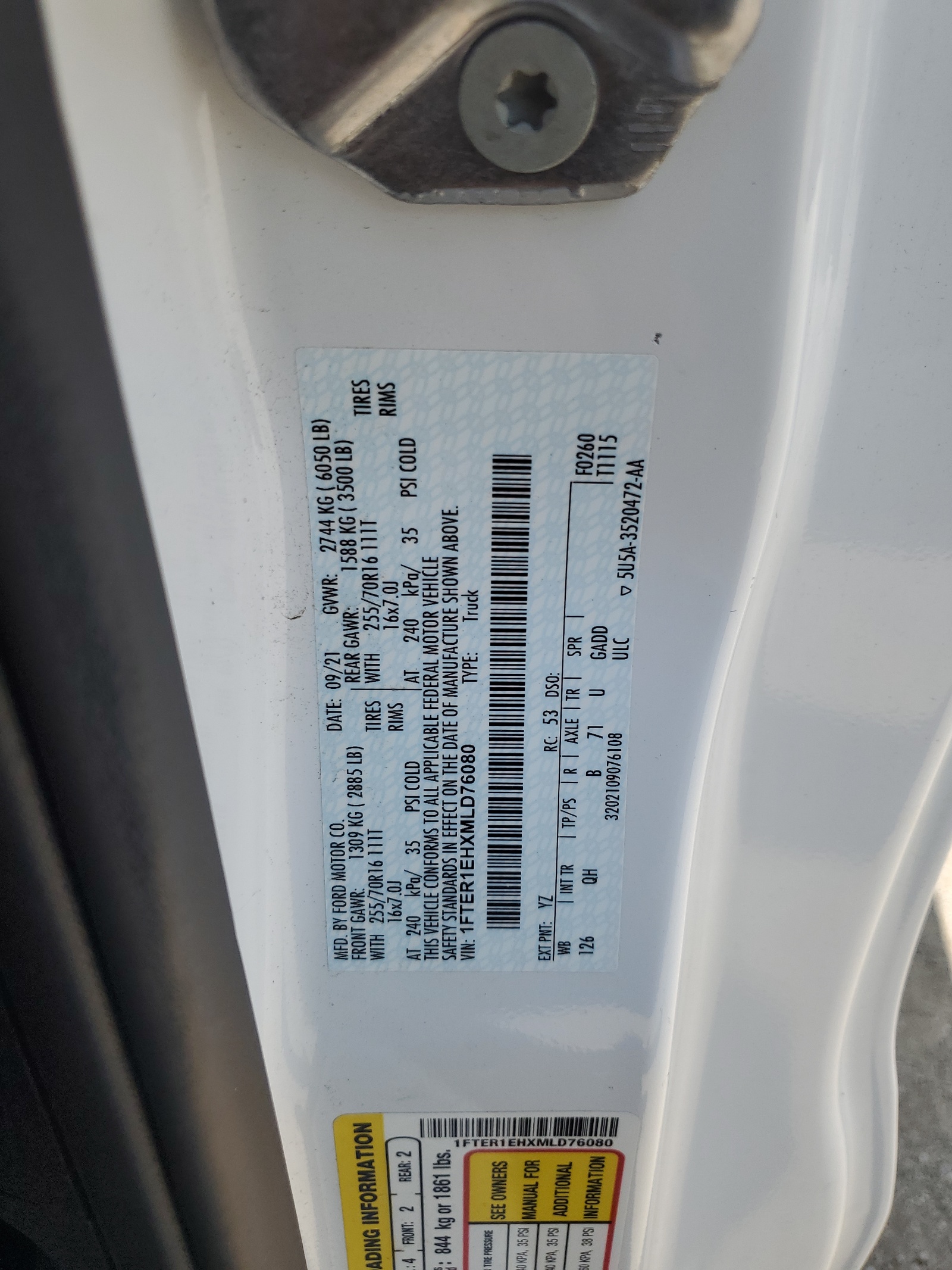 1FTER1EHXMLD76080 2021 Ford Ranger Xl