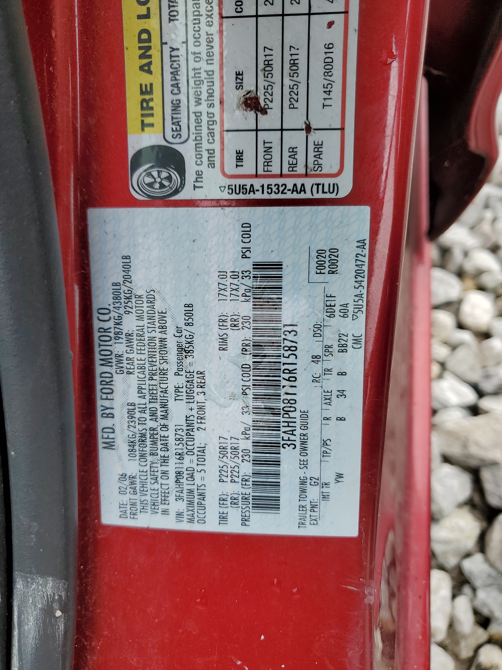 3FAHP08116R158731 2006 Ford Fusion Sel