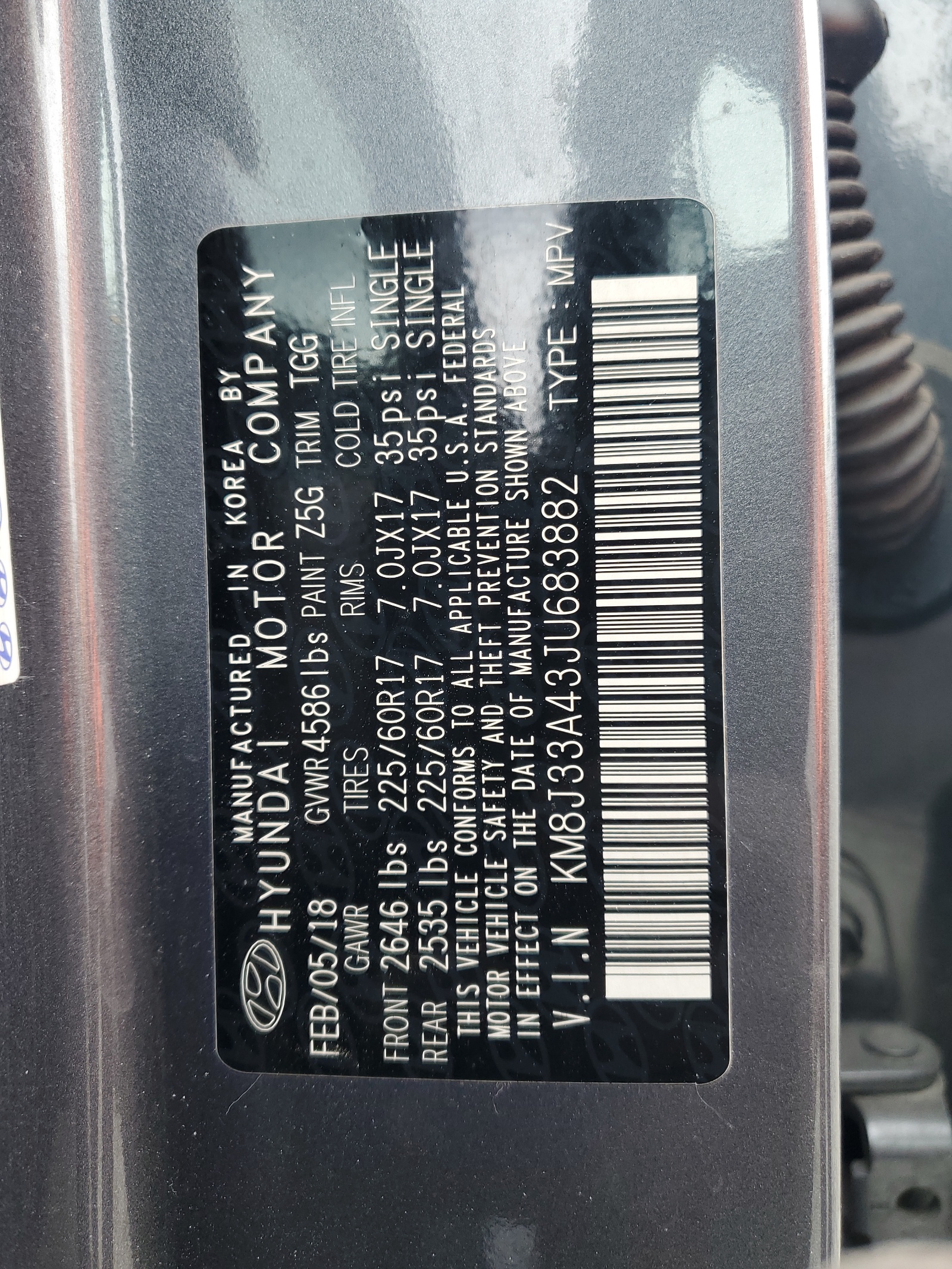 KM8J33A43JU683882 2018 Hyundai Tucson Sel