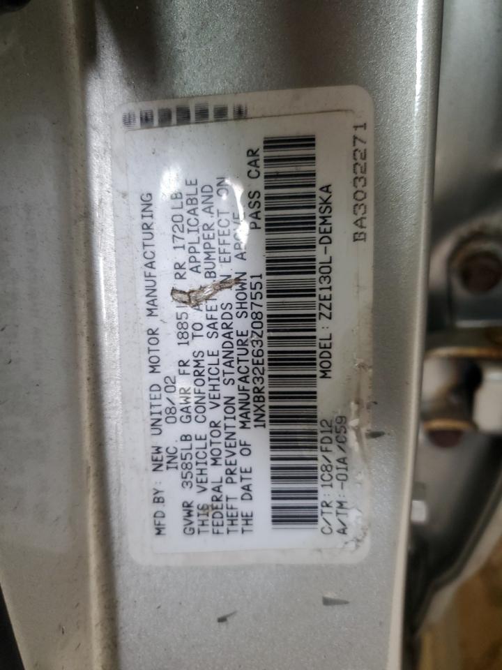 2003 Toyota Corolla Ce VIN: 1NXBR32E63Z087551 Lot: 60565004