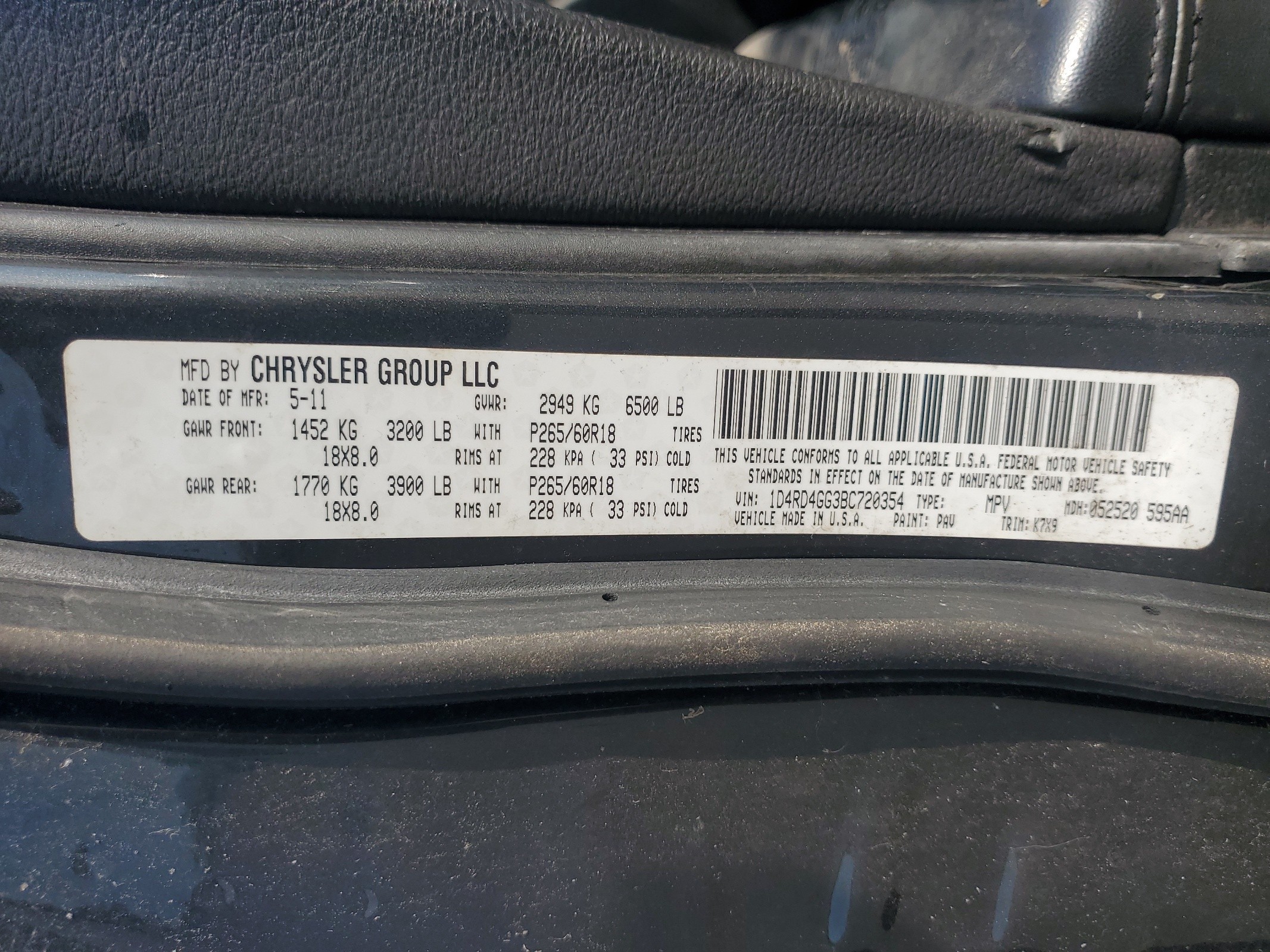 1D4RD4GG3BC720354 2011 Dodge Durango Crew