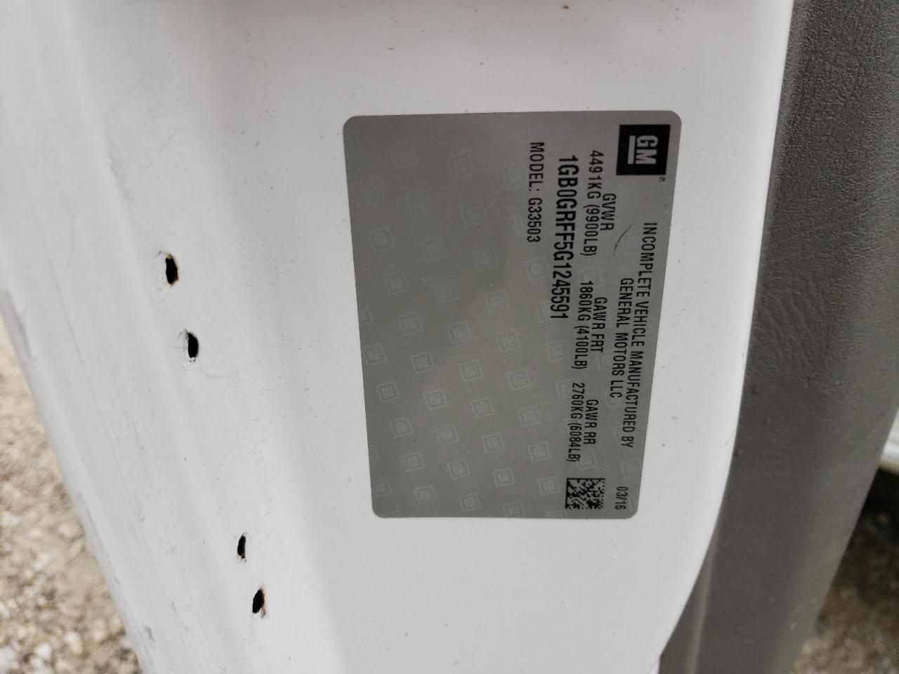 2016 Chevrolet Express G3500 VIN: 1GB0GRFF5G1245591 Lot: 59707204