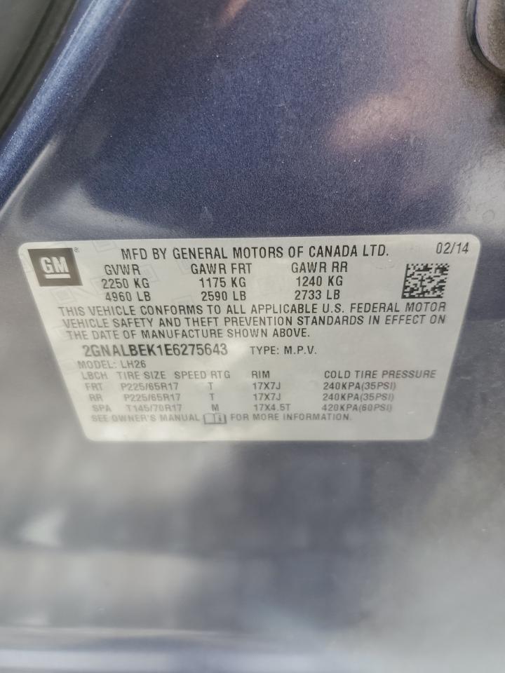 2014 Chevrolet Equinox Lt VIN: 2GNALBEK1E6275643 Lot: 59677914