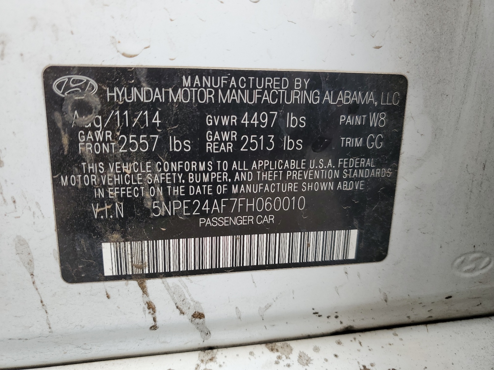 5NPE24AF7FH060010 2015 Hyundai Sonata Se