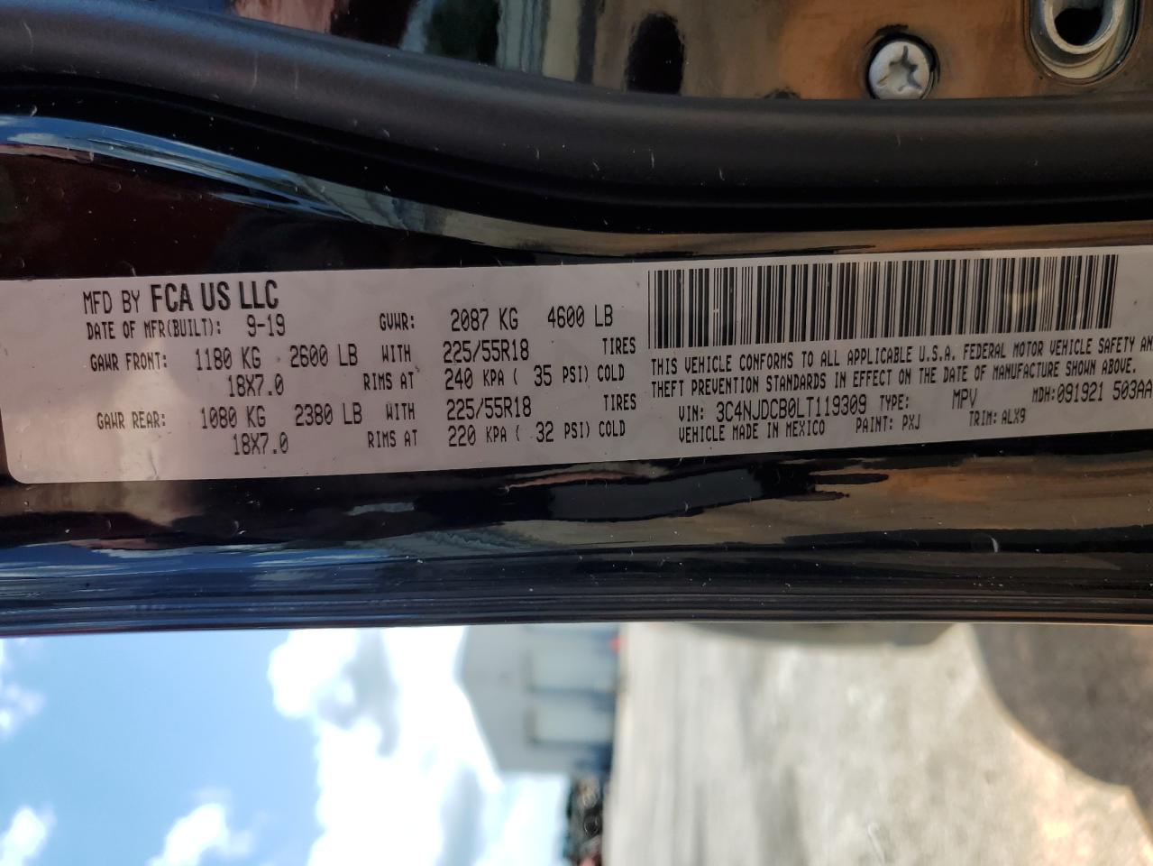 2020 Jeep Compass Limited VIN: 3C4NJDCB0LT119309 Lot: 59594754