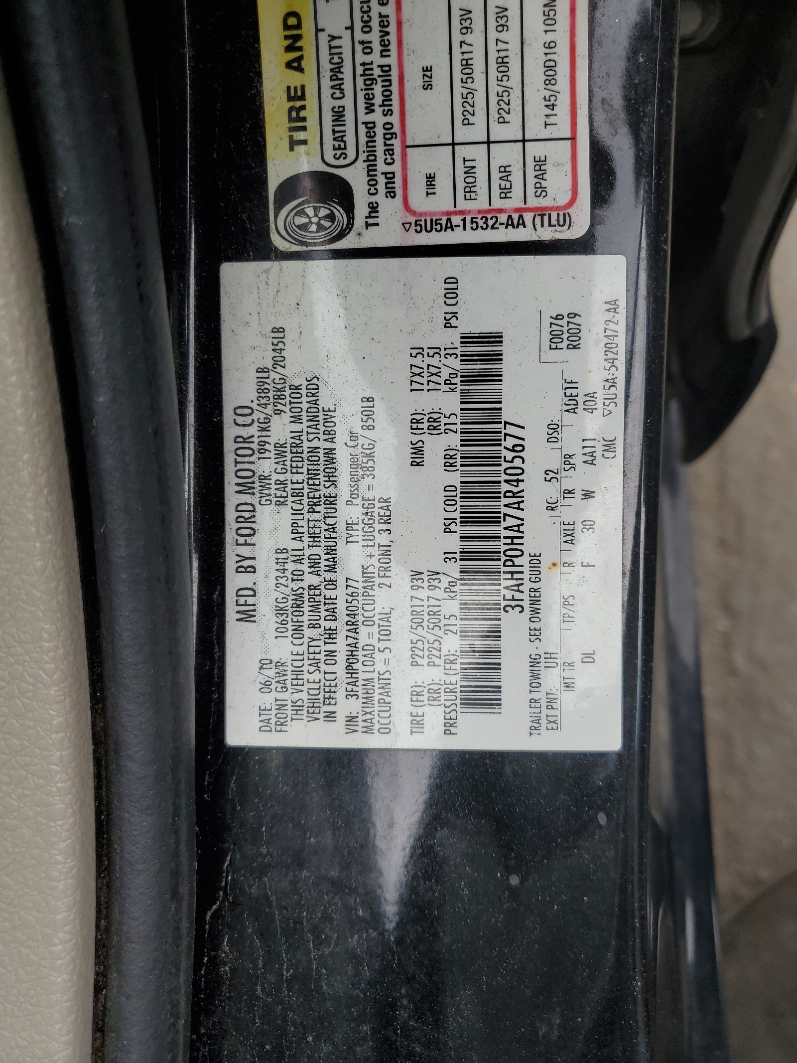 3FAHP0HA7AR405677 2010 Ford Fusion Se