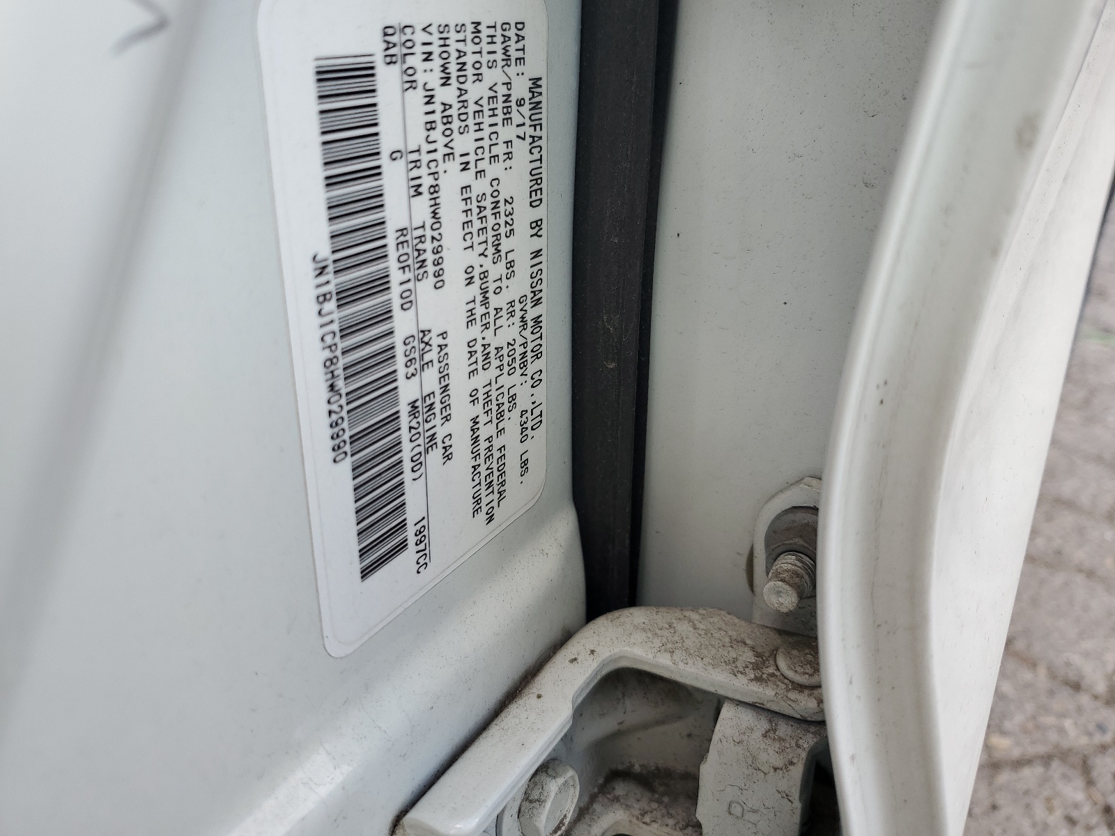 JN1BJ1CP8HW029990 2017 Nissan Rogue Sport S