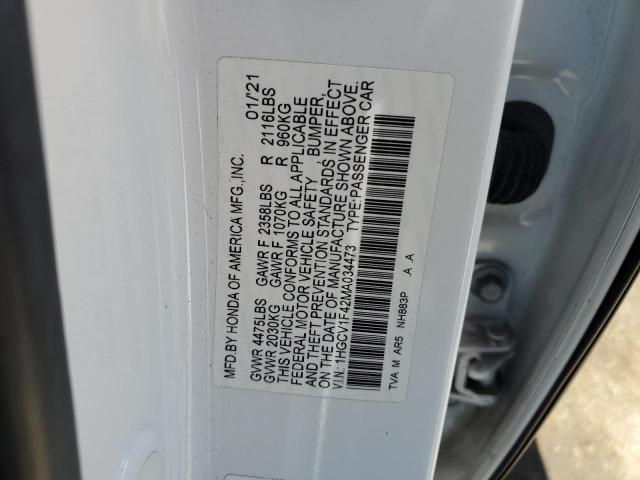 2021 HONDA ACCORD SPO 1HGCV1F42MA034473  61088464