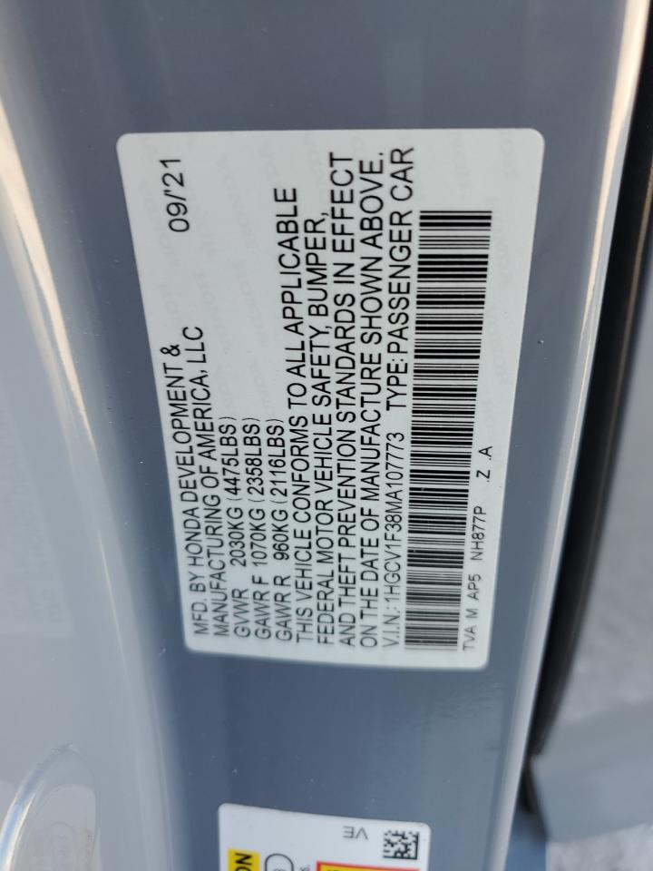 1HGCV1F38MA107773 2021 Honda Accord Sport