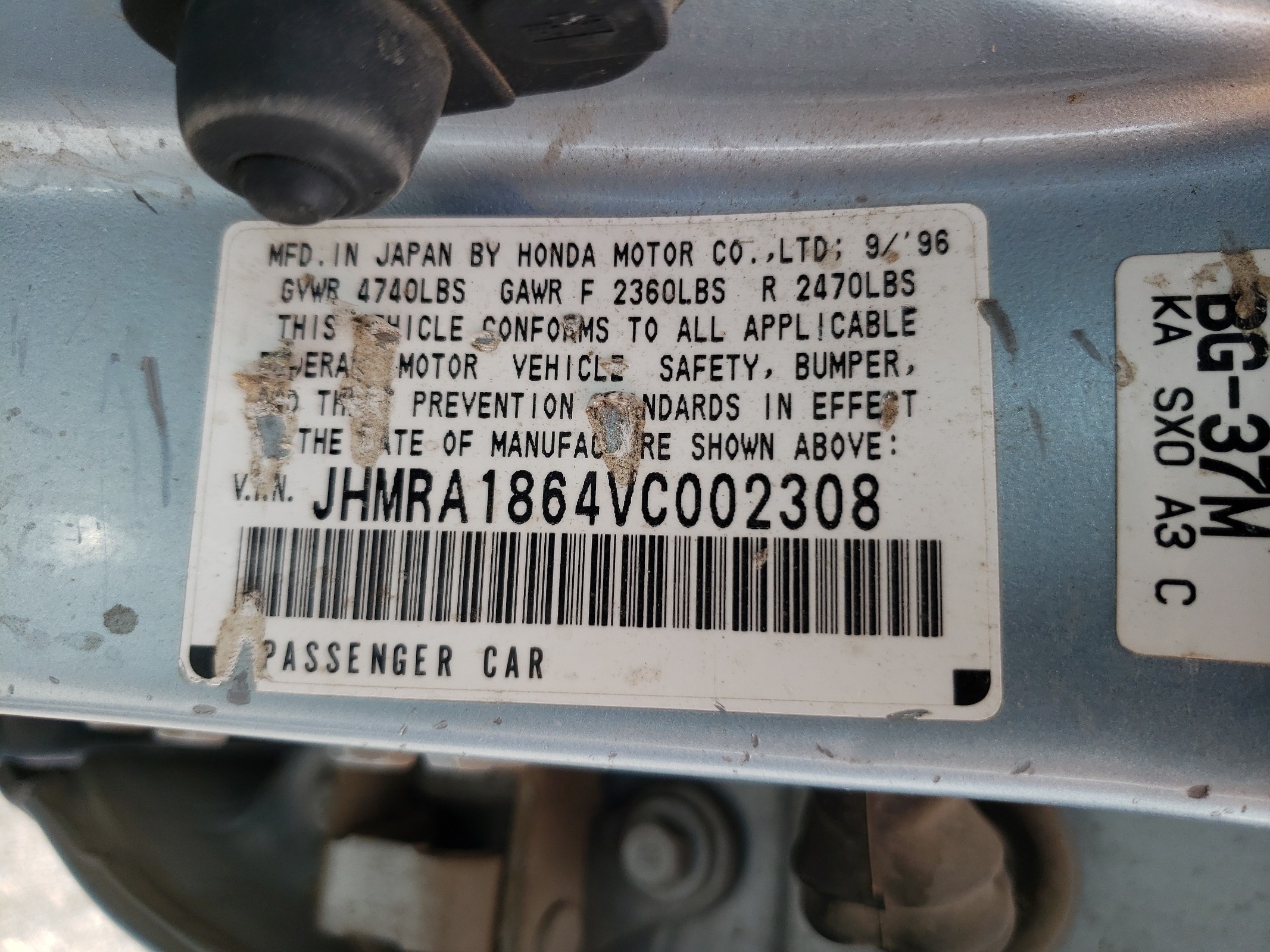 JHMRA1864VC002308 1997 Honda Odyssey Base