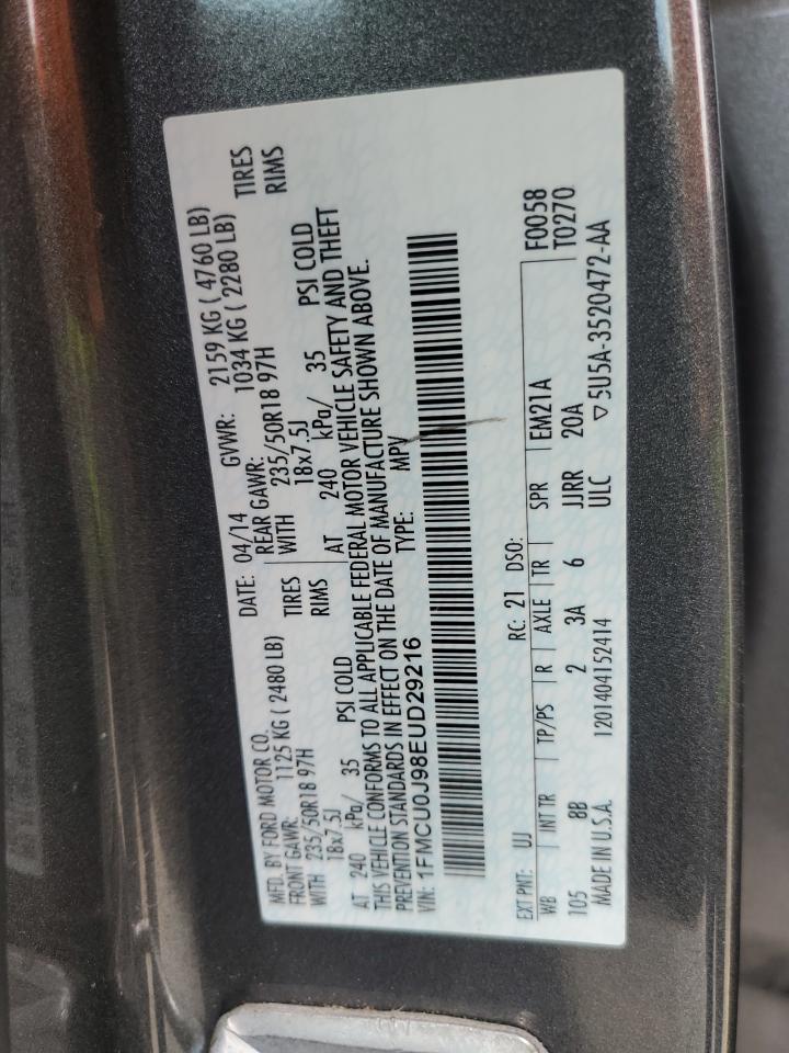 2014 Ford Escape Titanium VIN: 1FMCU0J98EUD29216 Lot: 58525634