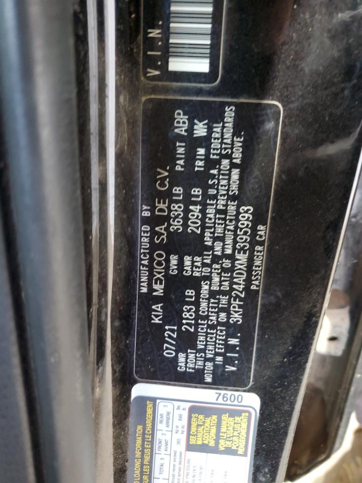 2021 Kia Forte Fe VIN: 3KPF24ADXME395993 Lot: 58509394