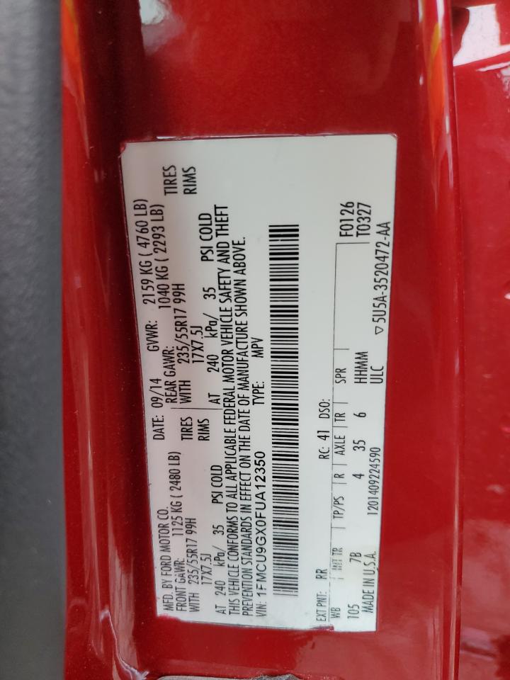 2015 Ford Escape Se VIN: 1FMCU9GX0FUA12350 Lot: 60682654