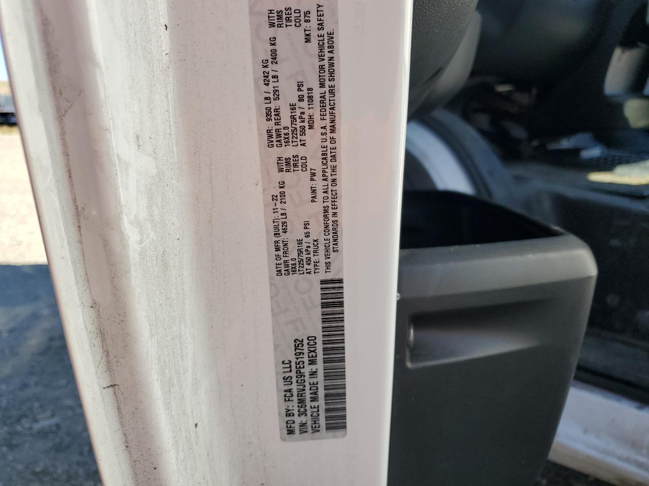 2023 Ram Promaster 3500 3500 High VIN: 3C6MRVJG9PE519752 Lot: 57717054