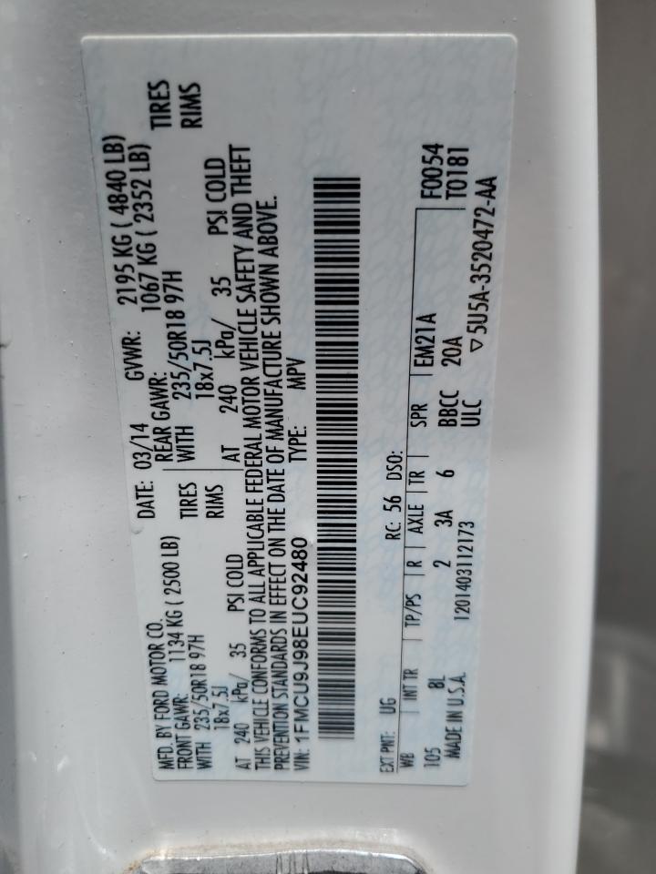 2014 Ford Escape Titanium VIN: 1FMCU9J98EUC92480 Lot: 58465894