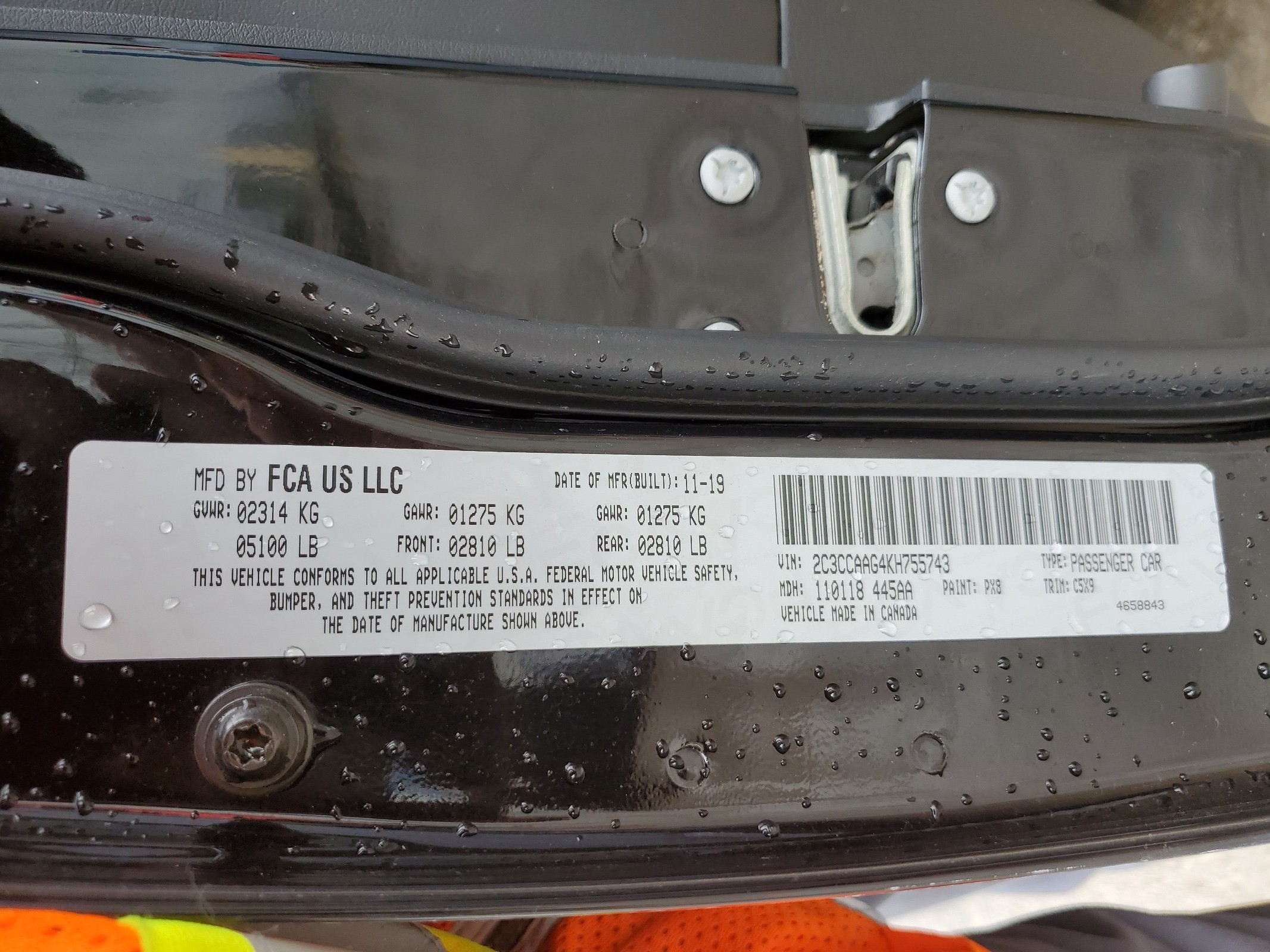 2C3CCAAG4KH755743 2019 Chrysler 300 Touring