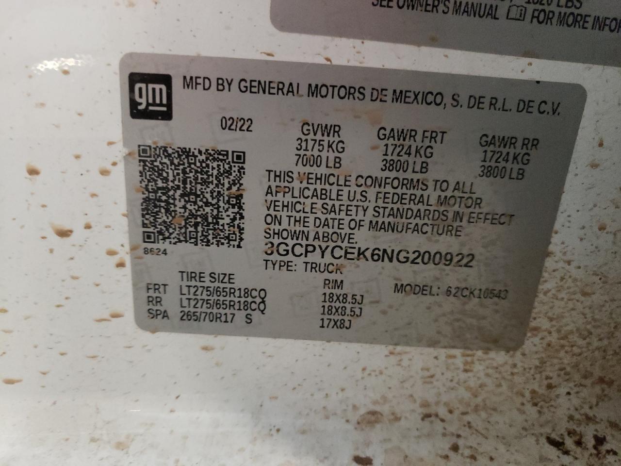 2022 Chevrolet Silverado Ltd K1500 Trail Boss Custom VIN: 3GCPYCEK6NG200922 Lot: 58755694