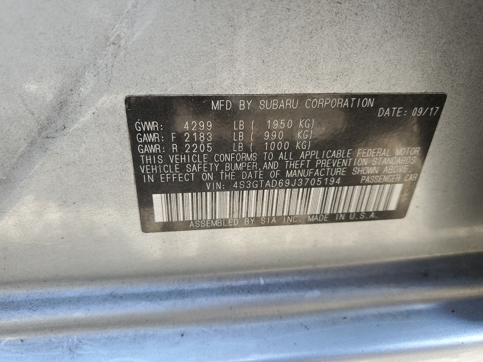 4S3GTAD69J3705194 2018 Subaru Impreza Premium Plus