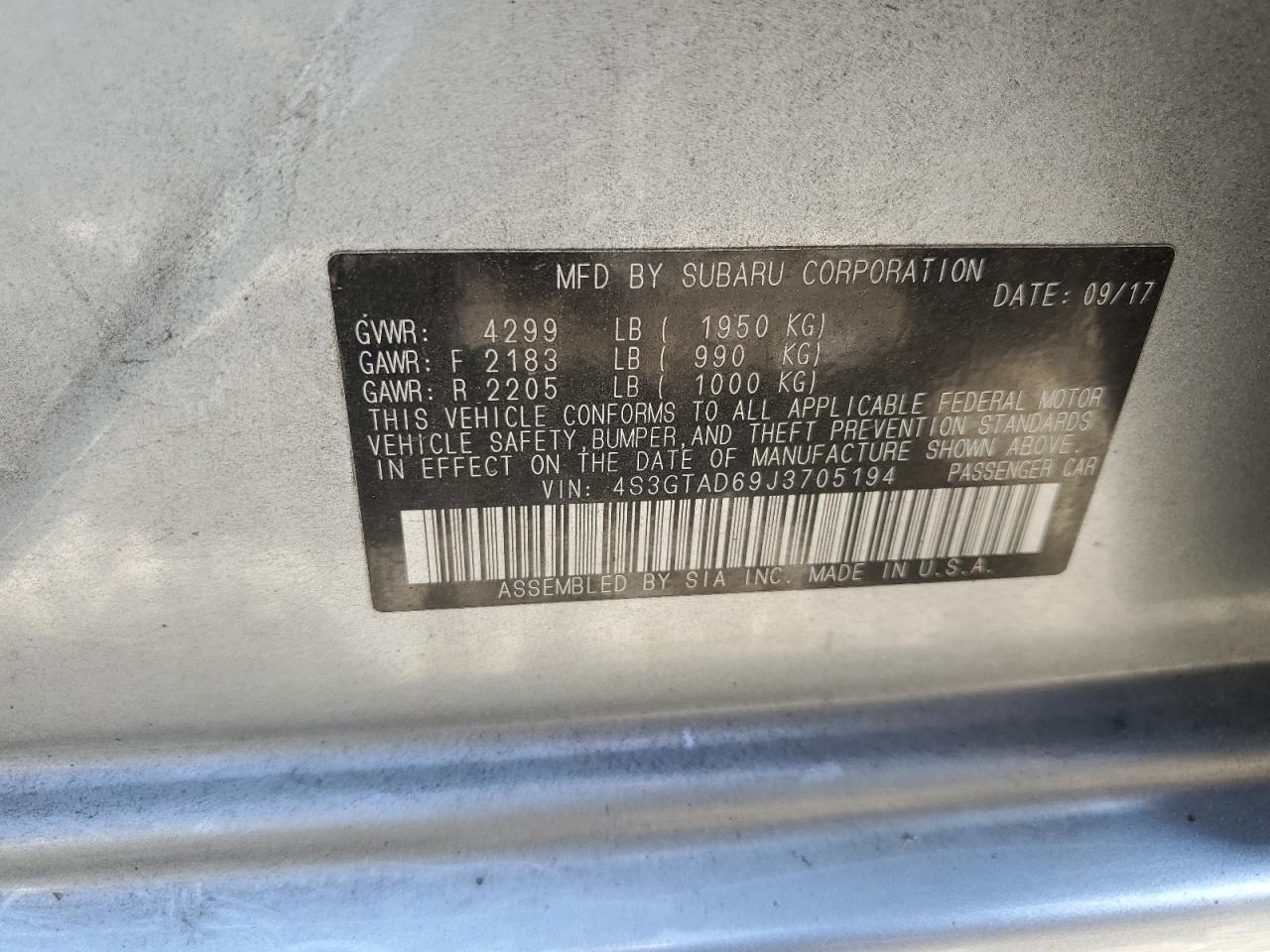 2018 Subaru Impreza Premium Plus VIN: 4S3GTAD69J3705194 Lot: 60499824