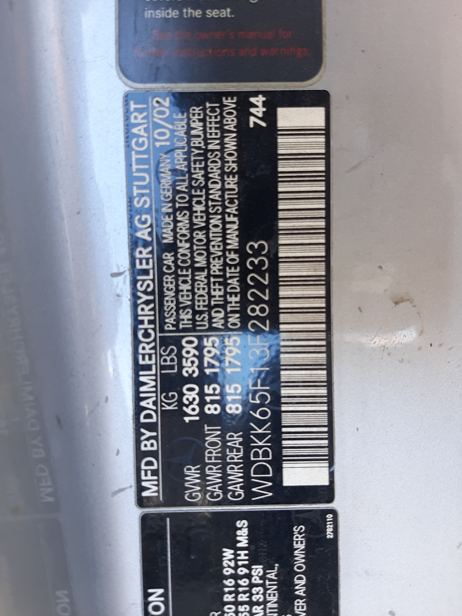 WDBKK65F13F282233 2003 Mercedes-Benz Slk 320