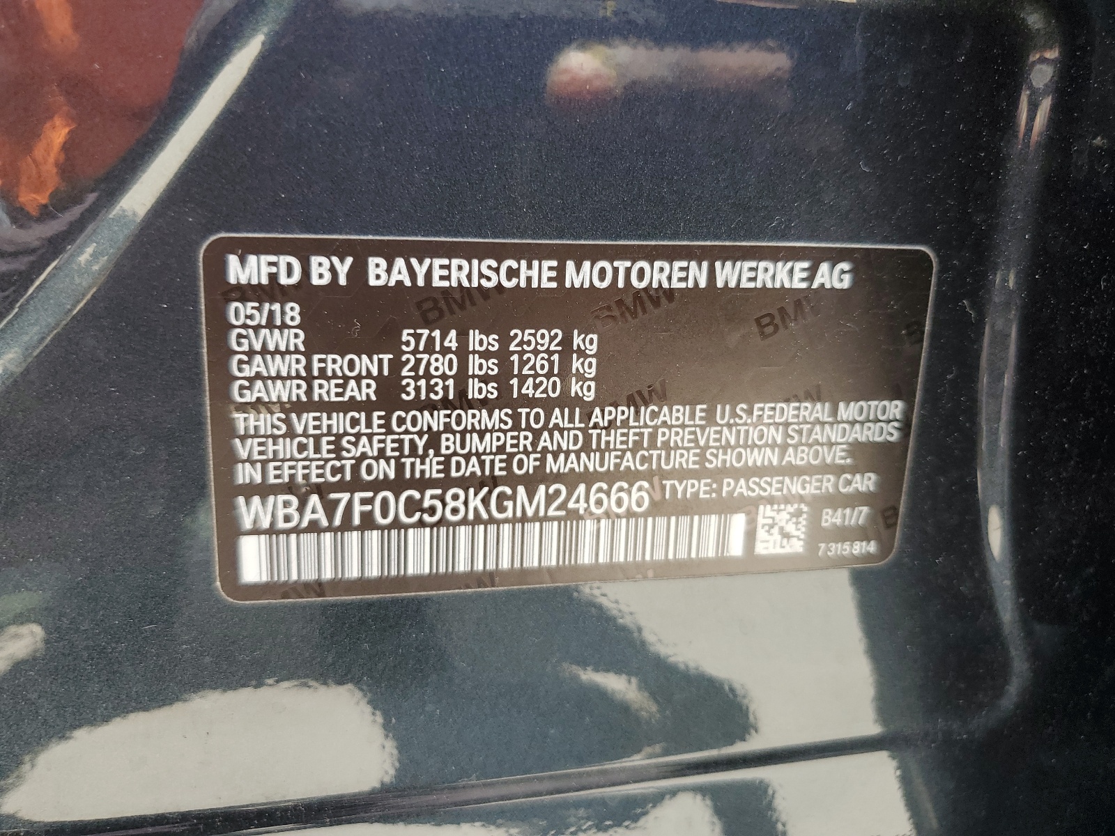 WBA7F0C58KGM24666 2019 BMW 750 I