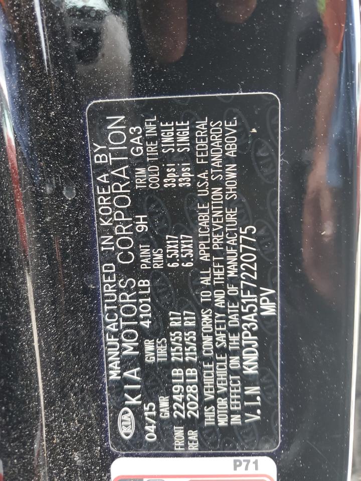 2015 Kia Soul + VIN: KNDJP3A51F7220775 Lot: 57675974