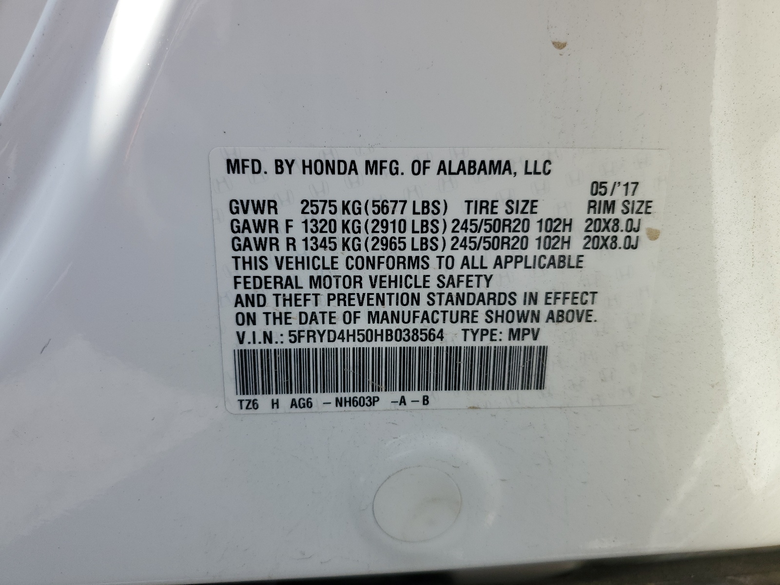 5FRYD4H50HB038564 2017 Acura Mdx Technology