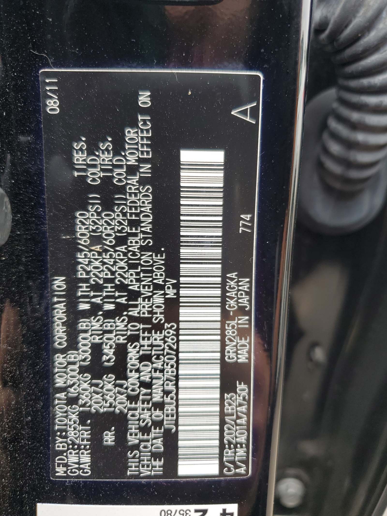 JTEBU5JR7B5072693 2011 Toyota 4Runner Sr5