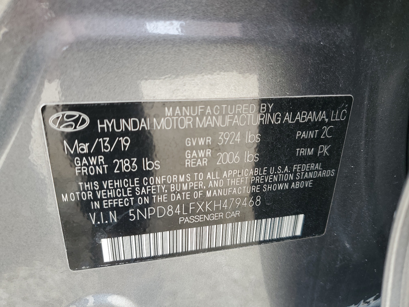 5NPD84LFXKH479468 2019 Hyundai Elantra Sel