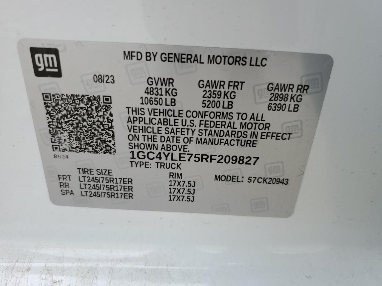 VIN 1GC4YLE75RF209827 2024 CHEVROLET ALL Models no.13